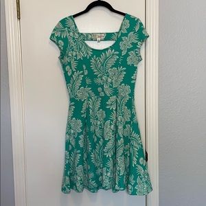 Green and White Palm tropical sundress